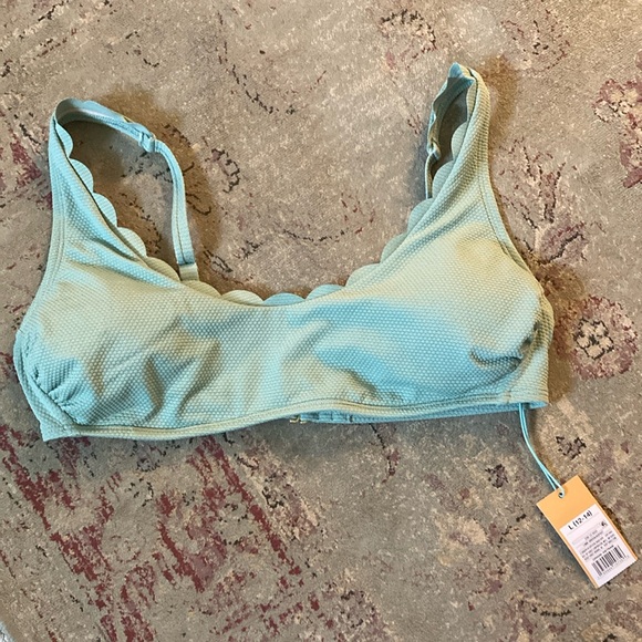 Kona Sol Scalloped Two Piece Swimsuit Med (8-10) & Large (12-14) Green NEW - Picture 2 of 4